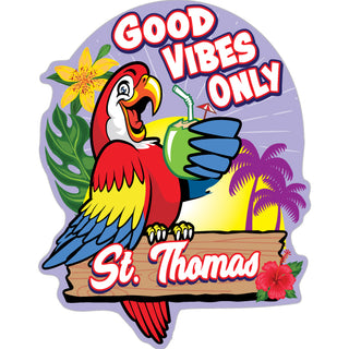 St. Thomas   Good Vibes Only Parrot Sticker