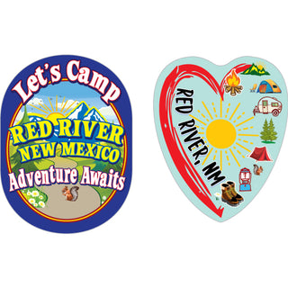 Red River  New Mexico   2Up Let's Camp and Camping Heart Sticker