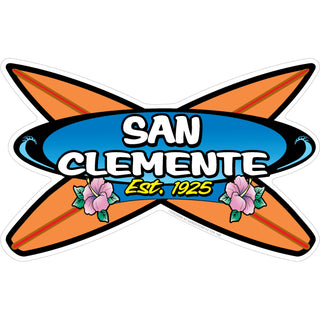 OK4 San Clemente Two Surfboards Crossed (00193) Sticker