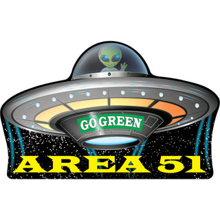 OK4 Area 51 Flying Saucer Go Green Sticker