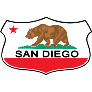 San Diego   Wide California Flag Shield Sticker