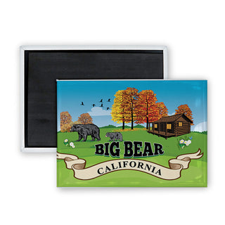 Big Bear California   Cabin In The Mountains Rectangle Badge Magnet