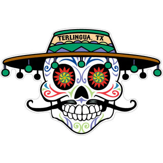 Terlingua  TX   Tassel Hat Sugar Skull Sticker