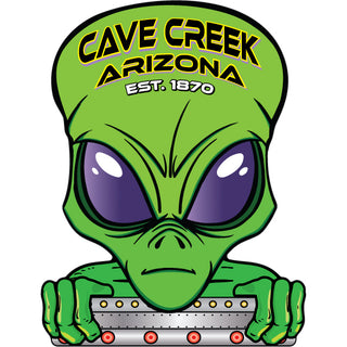 Cave Creek  Arizona est. 1870   Alien Looking Over Sticker