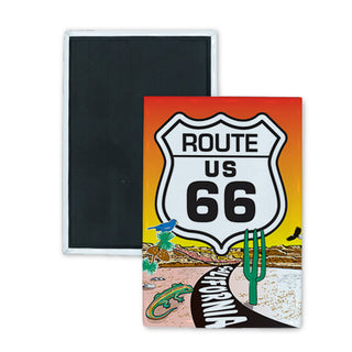 CALIFORNIA RTE 66 SHIELD W DESERT SCENE Rectangle Badge Magnet