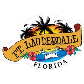 Ft Lauderdale Banner and Palm Trees Sticker
