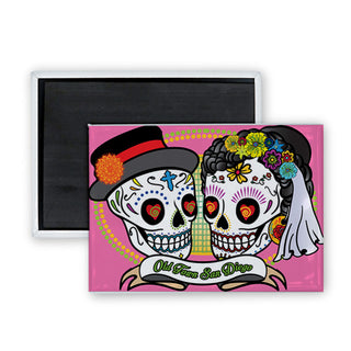 Old Town San Diego   Love Is Forever Skulls Rectangle Badge Magnet