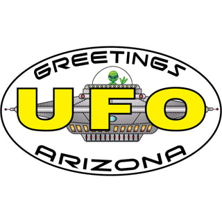 Arizona   Alien UFO Greetings Sticker