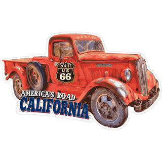 California Route 66 Old Red Truck America's Road Sticker