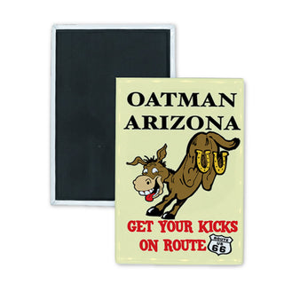 Oatman  Arizona   Kicking Donkey Rectangle Badge Magnet