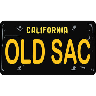 Old Sac  California   Black Yellow License Plate Sticker