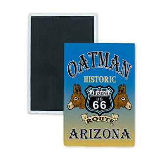 Oatman  AZ Two Donkey Heads Rectangle Badge Magnet