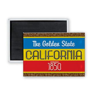California Wide Shield Blue Yellow Red The Golden State Rectangle Badge Magnet