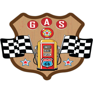 OK4 Route 66 Wood Shield Gas Pump (00930) Sticker