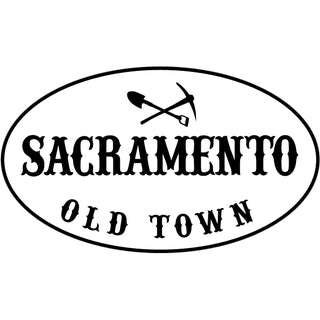 Sacramento Old Town Oval and Pickaxe and shovel Sticker