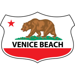 Venice Beach   Wide California Flag Shield Sticker