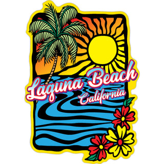 Laguna Beach  California   Abstract Sunset & Flowers Sticker