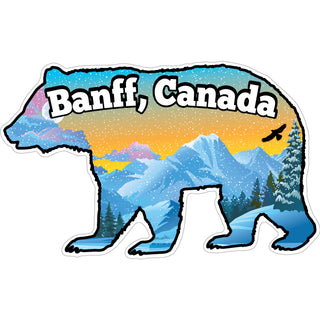 Banff  Canada   Snowy Mountains Inside Bear Sticker