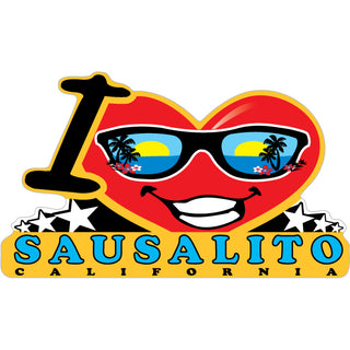 OK4 Sausalito  CA Happy Heart w Sunglasses (00087) Sticker
