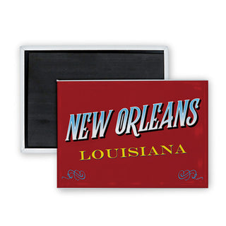 New Orleans  Louisiana   Red Tilted Rectangle Rectangle Badge Magnet