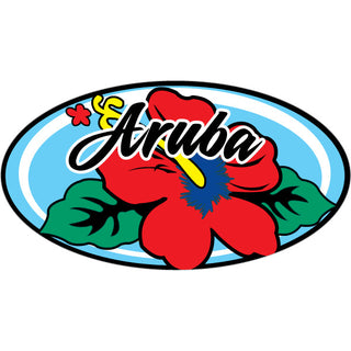Aruba Red Hibiscus Oval Sticker