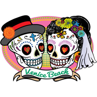 Venice Beach CA Love Is Forever Skulls Sticker