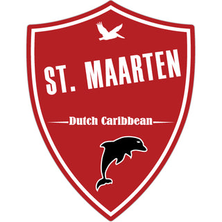 St. Maarten Dutch Caribbean   Red Dolphin Shield Sticker