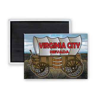 Virginia City Nevada   Covered Wagon Rectangle Badge Magnet