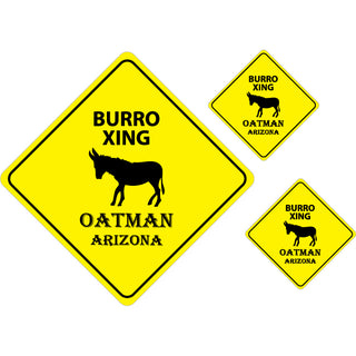 Oatman  Arizona   Burro Crossing 3 up Signs Sticker