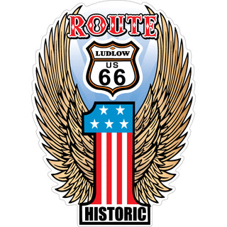 Ludlow CA Winged Number 1 Sticker