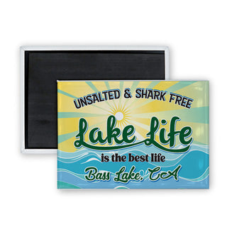 Bass Lake  CA.   Lake Life Unsalted And Shark Free Rectangle Badge Magnet