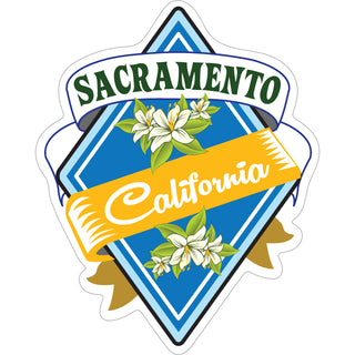 Sacramento California Diamond Banner with Flower Border Sticker