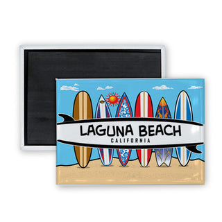 Laguna Beach  California   6 Surfboards Rectangle Badge Magnet