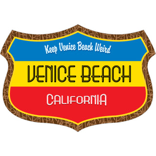 Venice Beach   California Wide Shield Blue Sticker