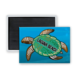 Laguna Beach   Green Sea Turtle Rectangle Badge Magnet