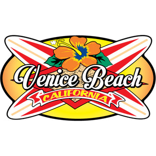 Venice Beach  California   Orange Crossing Surfboards Sticker