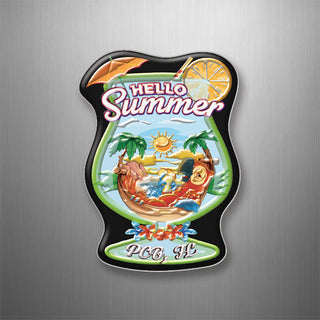 PCB  FL Hello Summer Parrot In Hammock 3D Magnet