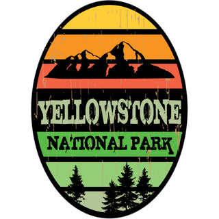 Yellowstone National Park   Mountain Stripe Oval Sticker