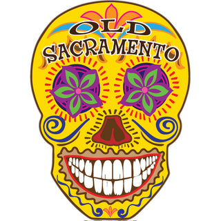 Old Sacramento Yellow Sugar Skull Sticker