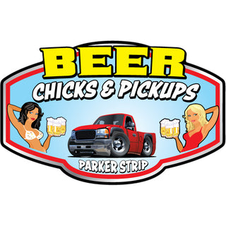 Parker Strip   Beer  Chicks and Pickups Sticker