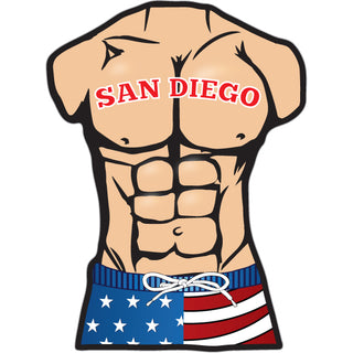 San Diego CA Six Pack Torso Sticker