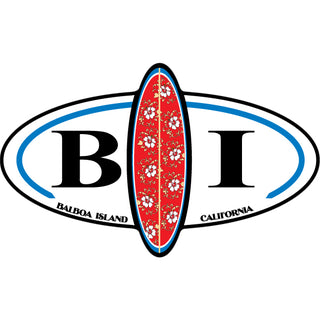 Balboa Island  CA   Surfboard Split Oval Sticker