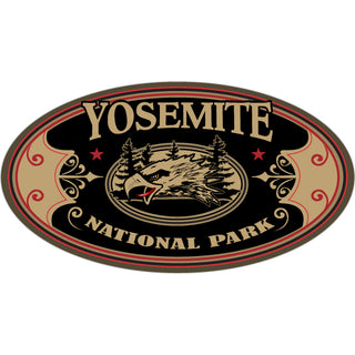 Yosemite CA Black & Brown Eagle Head Oval Sticker