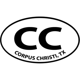 Corpus Christi  TX   Black & White Euro Oval Sticker