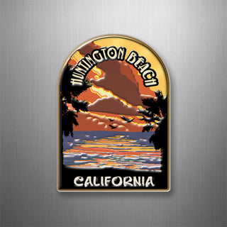 Huntington Beach  California   Retro Sunset 3D Magnet