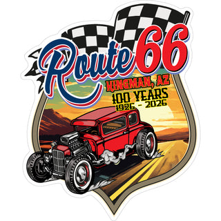 Years Route 66 Hot Rod Desert Scene   Kingman  AZ Sticker