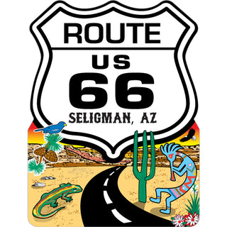 Seligman AZ   Route 66 Shield Desert Road Scene Sticker