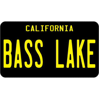 Bass Lake   Black License Plate Sticker