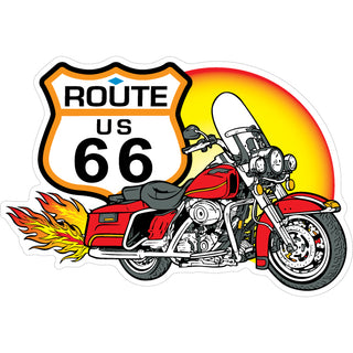 Route 66   Motorcycle Sun Sticker