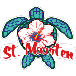 St. Maarten   Blue Turtle with White Flowers Sticker
